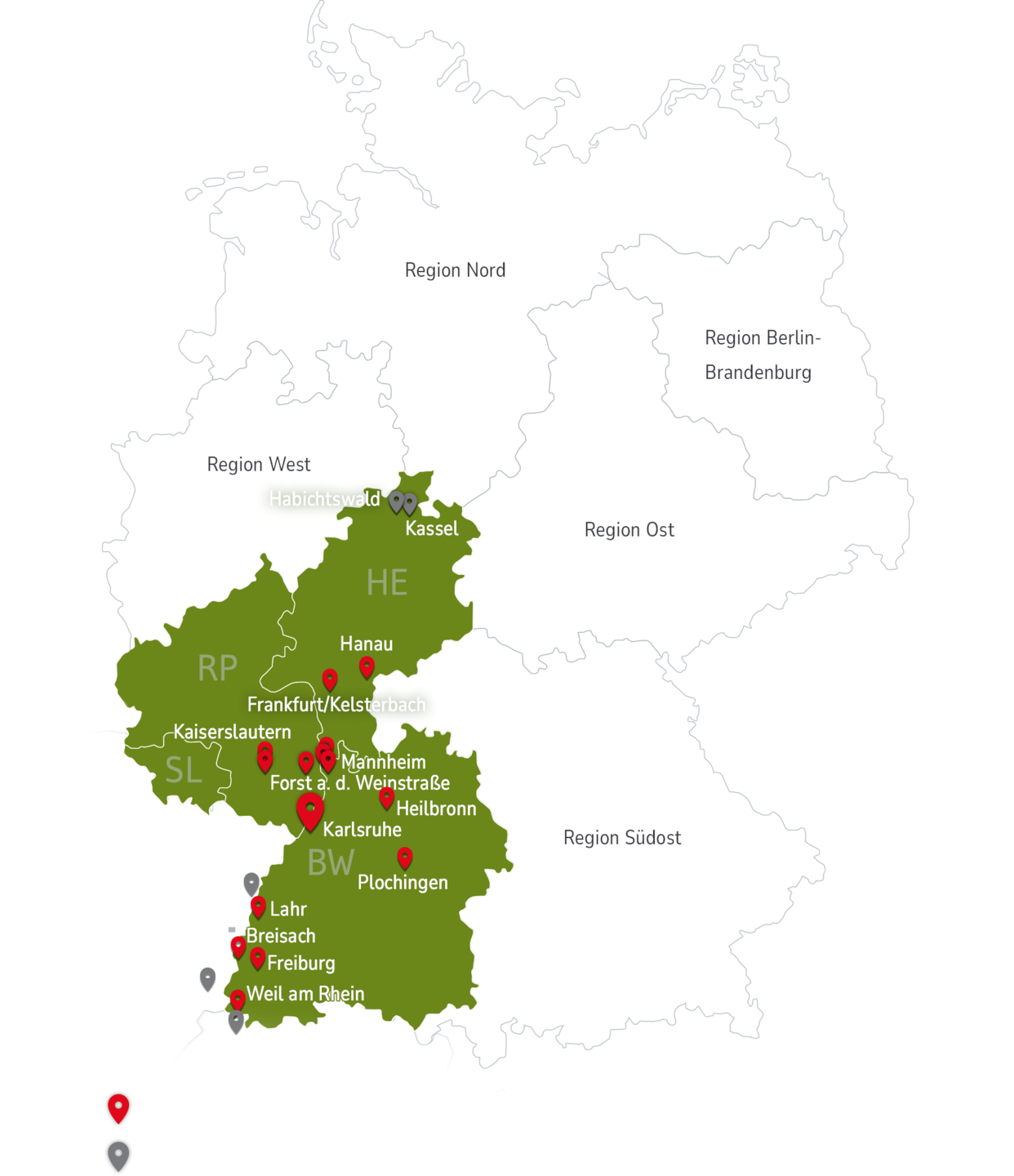 REMEX Südwest: Verwaltung, Betriebsstätten und Zwischenlager